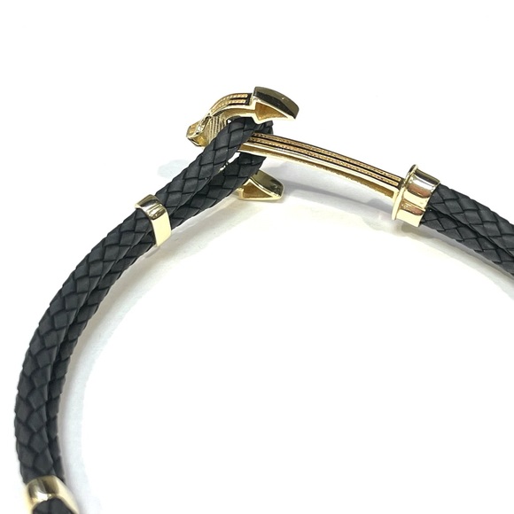 Anchor Bracelet in solid 14k Yellow Gold and Nylon 8.3” long - Picture 4 of 8